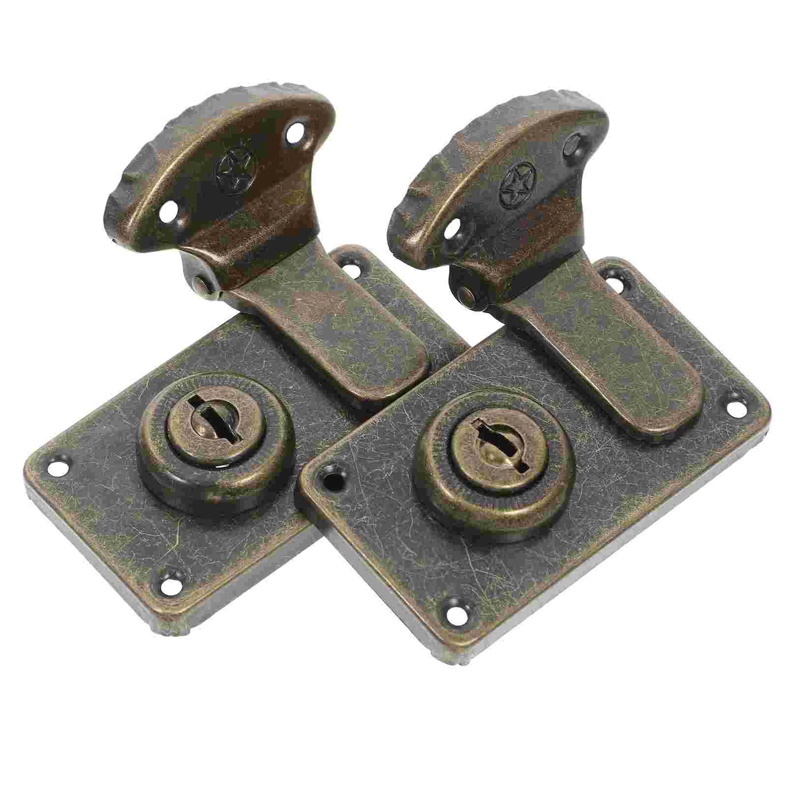 2 Pcs Suitcase Lock Curio Cabinet and Key Hardware Padlock Hasp Vintage Decorative Latch with