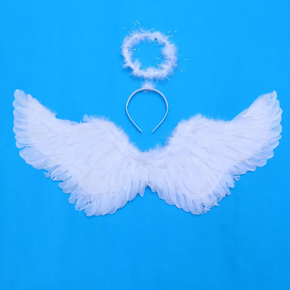 

1Set Angel Wings Costume Stylish Party Dress Up Headband Performance Prop Holiday Festival Fairy