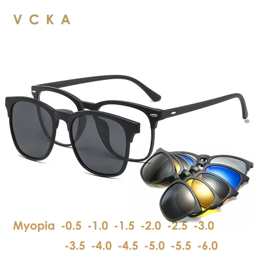 VCKA-gafas de sol graduadas para miopía para hombre y mujer, lentes de sol personalizadas con imán, con Clip polarizado, montura de-0,5 a-10