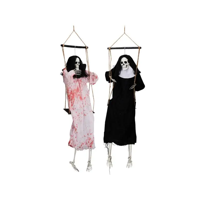

Уличные украшения для Хэллоуина — 2 упаковки подвесных призраков со светящимися глазами и страшным криком, качающийся призрак Мрачного жнеца длиной 3 фута