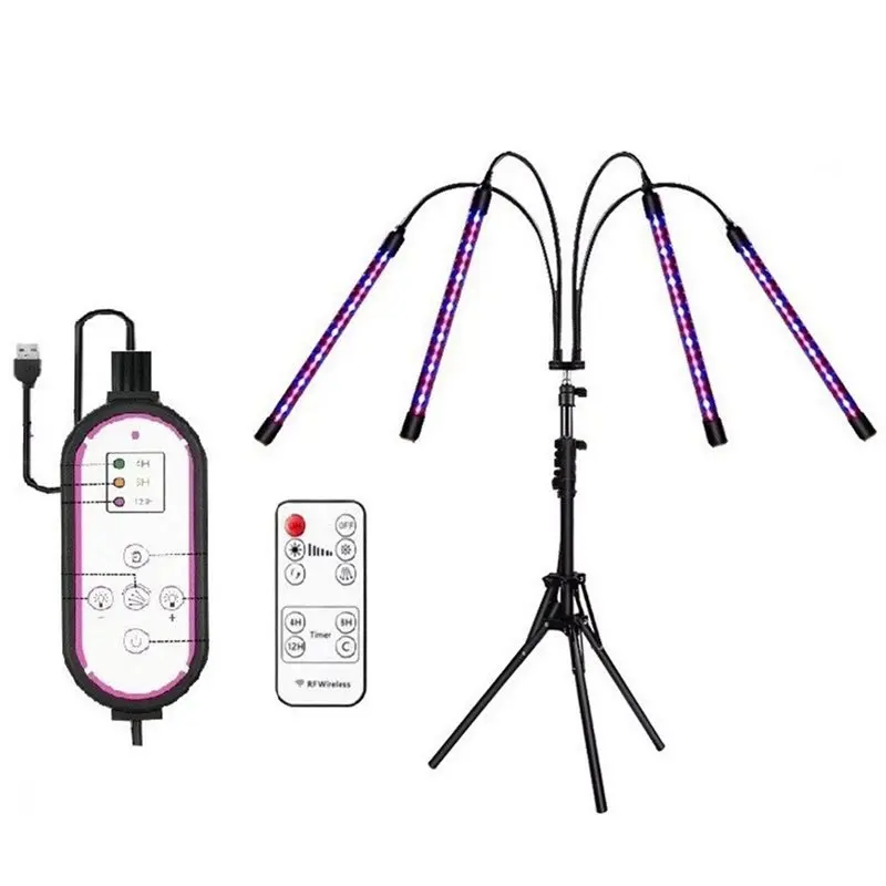 

AB15-LED Grow Light System With Tripod Stand, Full Spectrum, Remote Control, And Timer For Indoor Plant Growing