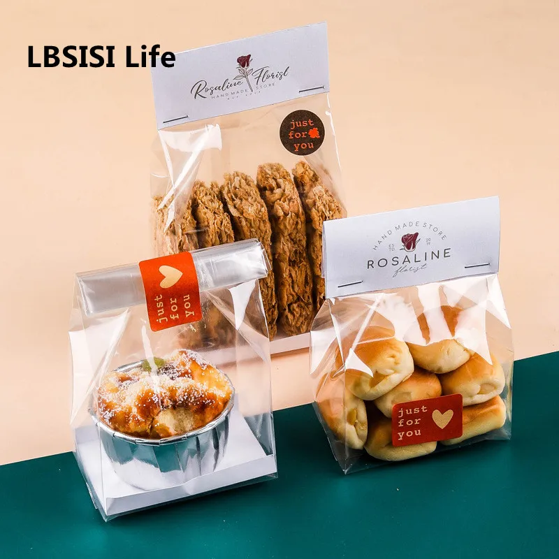 LBSISI Life 50pcs Baking Cookies Plastic Bags Biscuits Nougat Candy Packing For Wedding EID Mubarak Party DIY Custom Card Decor