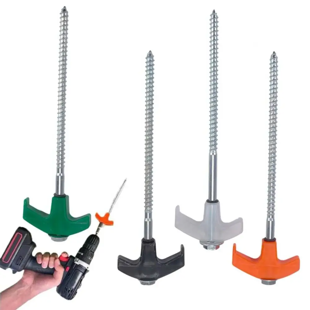 

8-inch Tent Spike Screw-in Tent Stake Glow-in-the-dark Outdoor Camping Tarp Canopy Windproof Threaded Ground Spike Tent Peg 2025