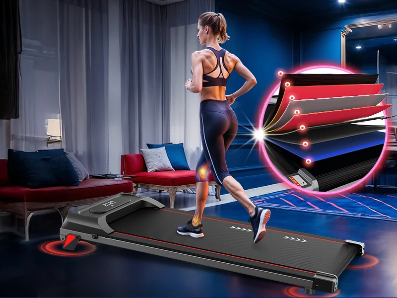 Leises Laufband für unter den Schreibtisch, 2,25 PS, 100 kg Tragkraft, 4% Steigung, tragbares, kompaktes elektrisches Laufband für Zuhause und Büro – Detail 6