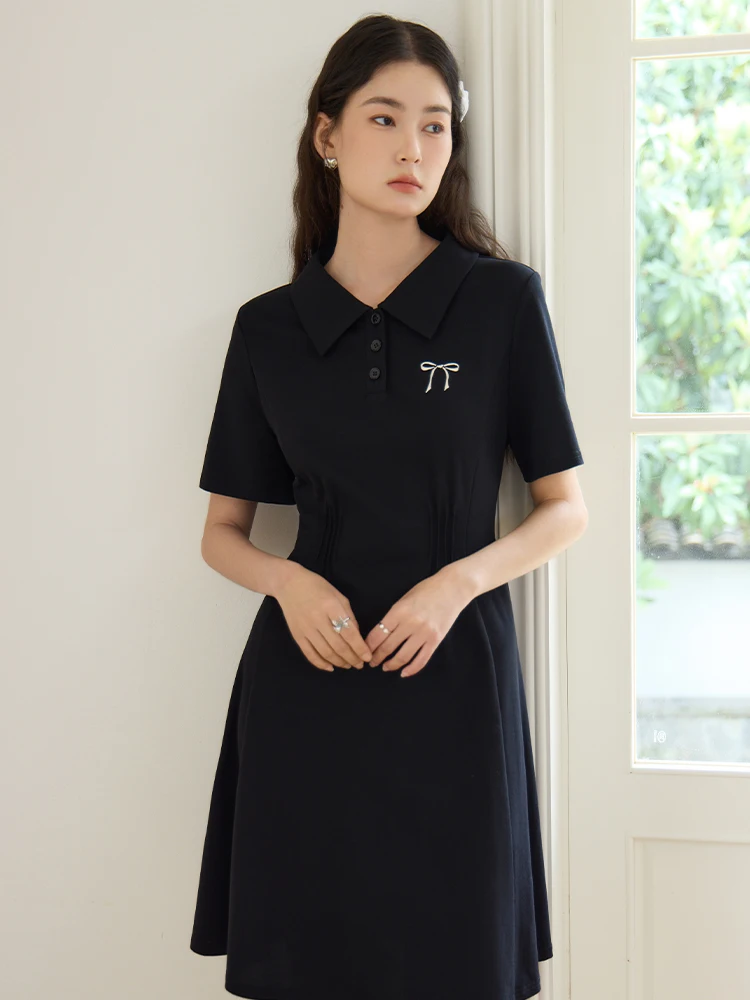 

DUSHU Academy Style Fashionable Dress Summer 2024 New Casual Slimming POLO Casual Loose Women White Dress 24DS82481