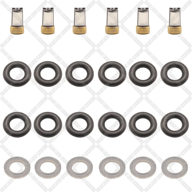 6 set for Chery BYD 0280156424 0 280 156 424 Fuel Injector Service Repair Kit Filters Orings Seals Grommets