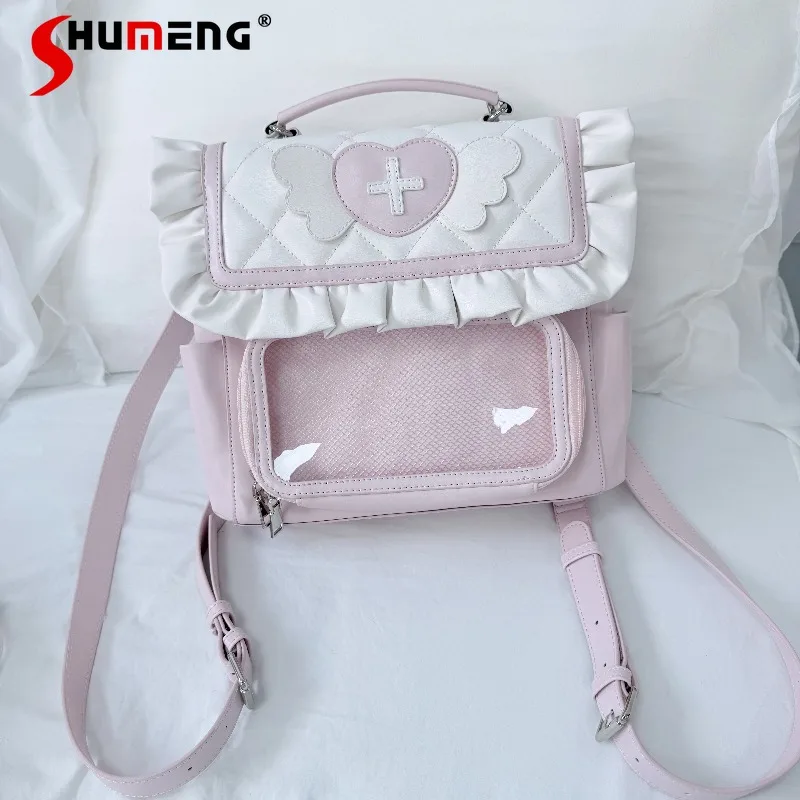 

4 Colors Shopping Bags Japanese Rojita Mine Series Angel Medical Kit Original Watercolor Black Pink Shoulder Pain Bag For Gilrs