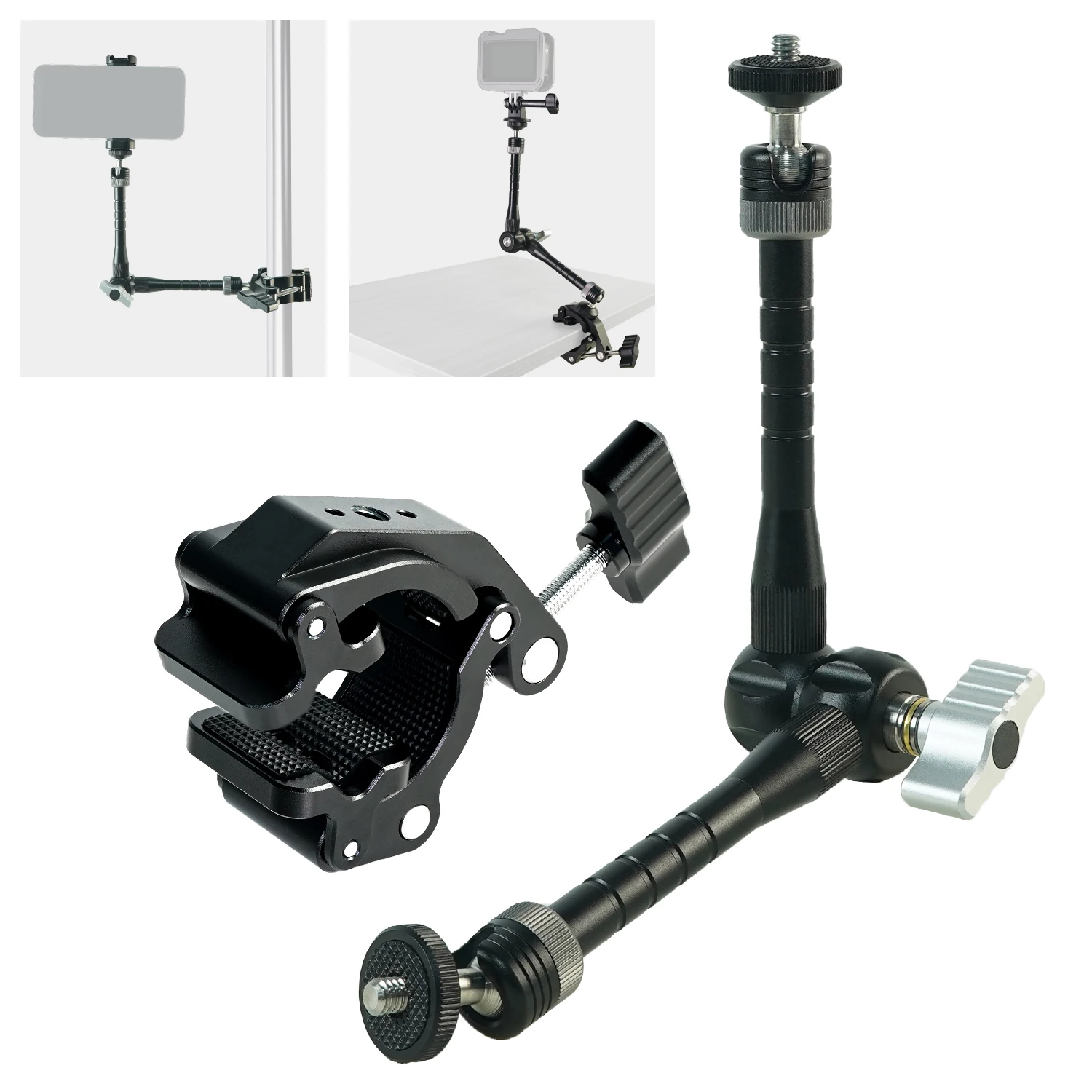 11 Magic Arm Super Clamp Adjustable Articulated Metal Stand High Quality 1/4 Screw Compatible SLR Camera Stand LCD