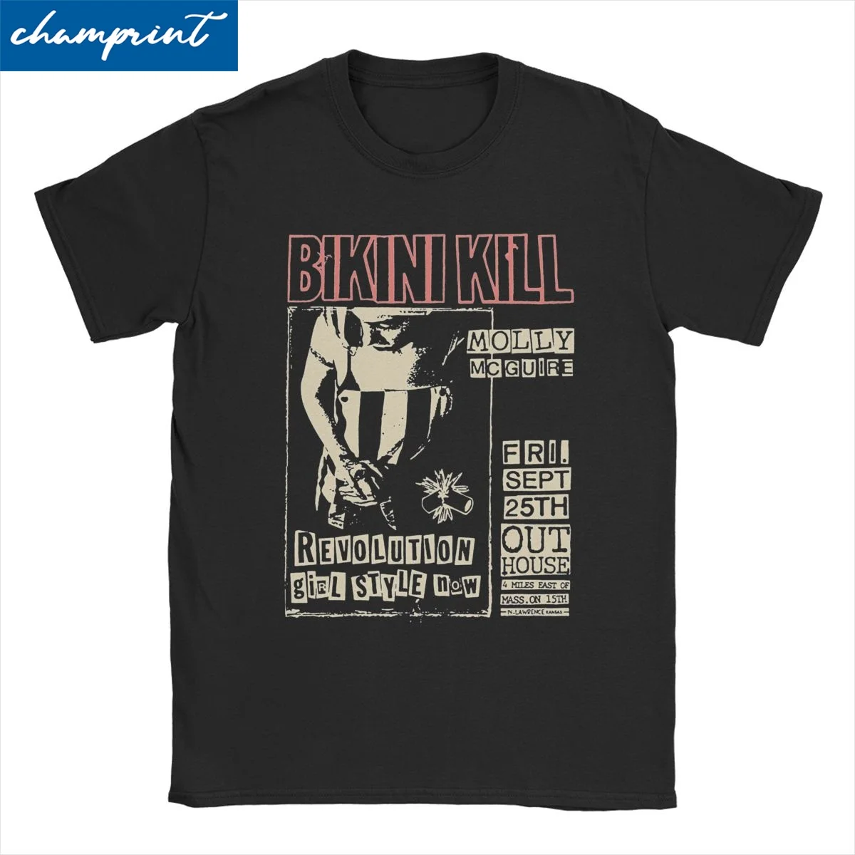 Punk Rock Band Music T Shirts Men Women's 100% Cotton Vintage T-Shirt Crewneck Bikini Kill Tees Short Sleeve Clothing Adult