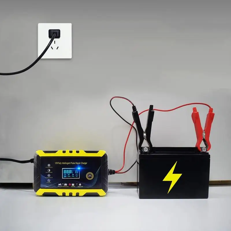 

Battery Charger For Motorcycle 12V Automatic Battery Charger With Repair Function And LCD Screen Battery Maintainer For