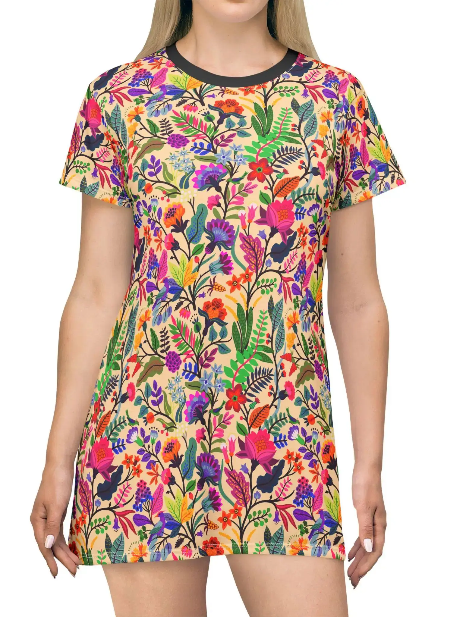 الأزهار بوهو تي شيرت فستان فساتين امرأة الصيف قصيرة الأكمام تي شيرت فستان هاواي السفر عطلة فستان فتاة الملابس Y2k الملابس #6
