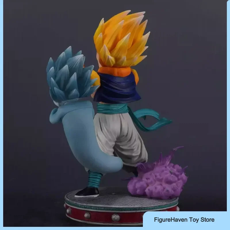 Dragon Ball 1/6 CS Super Saiyajin Gotenks Actionfiguren 25 cm PVC Doppelköpfige Statue mit Basis Anime Modell Trendiges Spielzeug Junge Geschenk