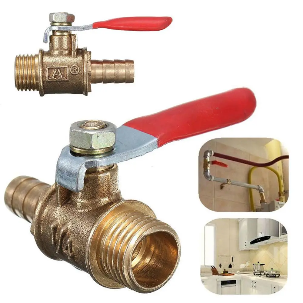 Red Handle Male Threaded Piping System 8mm Motorized Ball Valve Pipe Ball Valve 1/4\'\' Brass Ball Valve