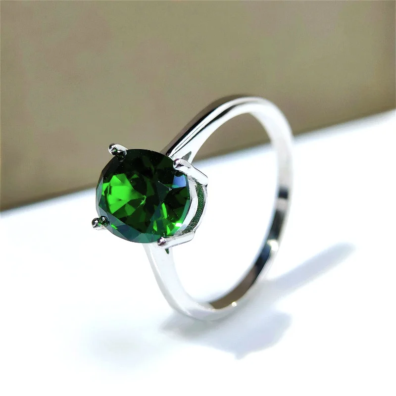 1pc 3 Carat S925 Silver Synthetic Zircon Green Oval Shaped Ring, Versatile Jewelry Cost Effective Choice Perfect Gift.