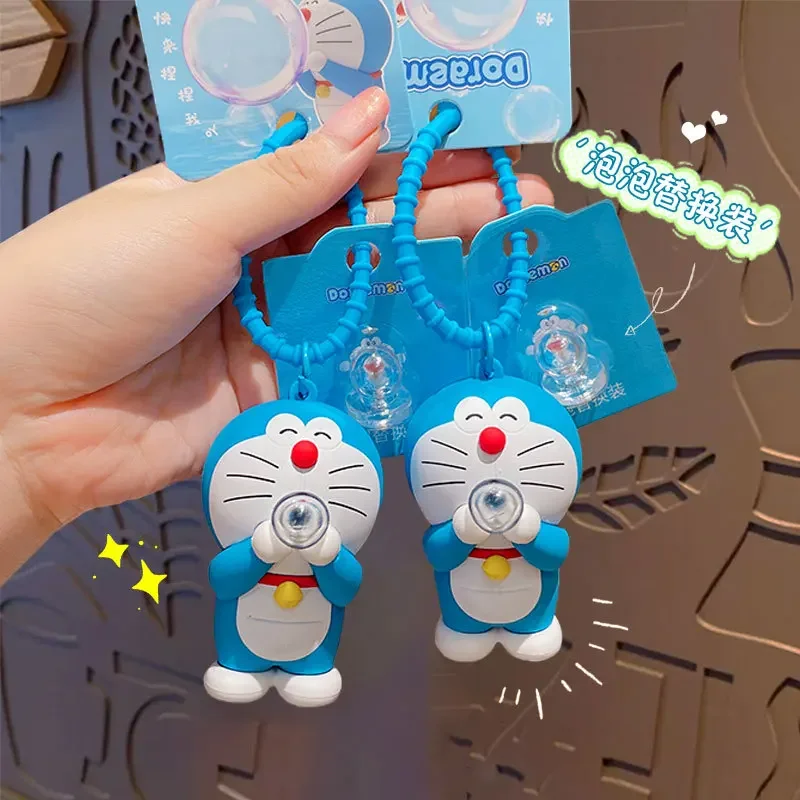 Anime Doraemon Bubble Keychain Cute Cartoon Character Tinker Bell Cat Robot Cat Lovely Exquisite Bag Pendant Toys Kids Xmas Gift