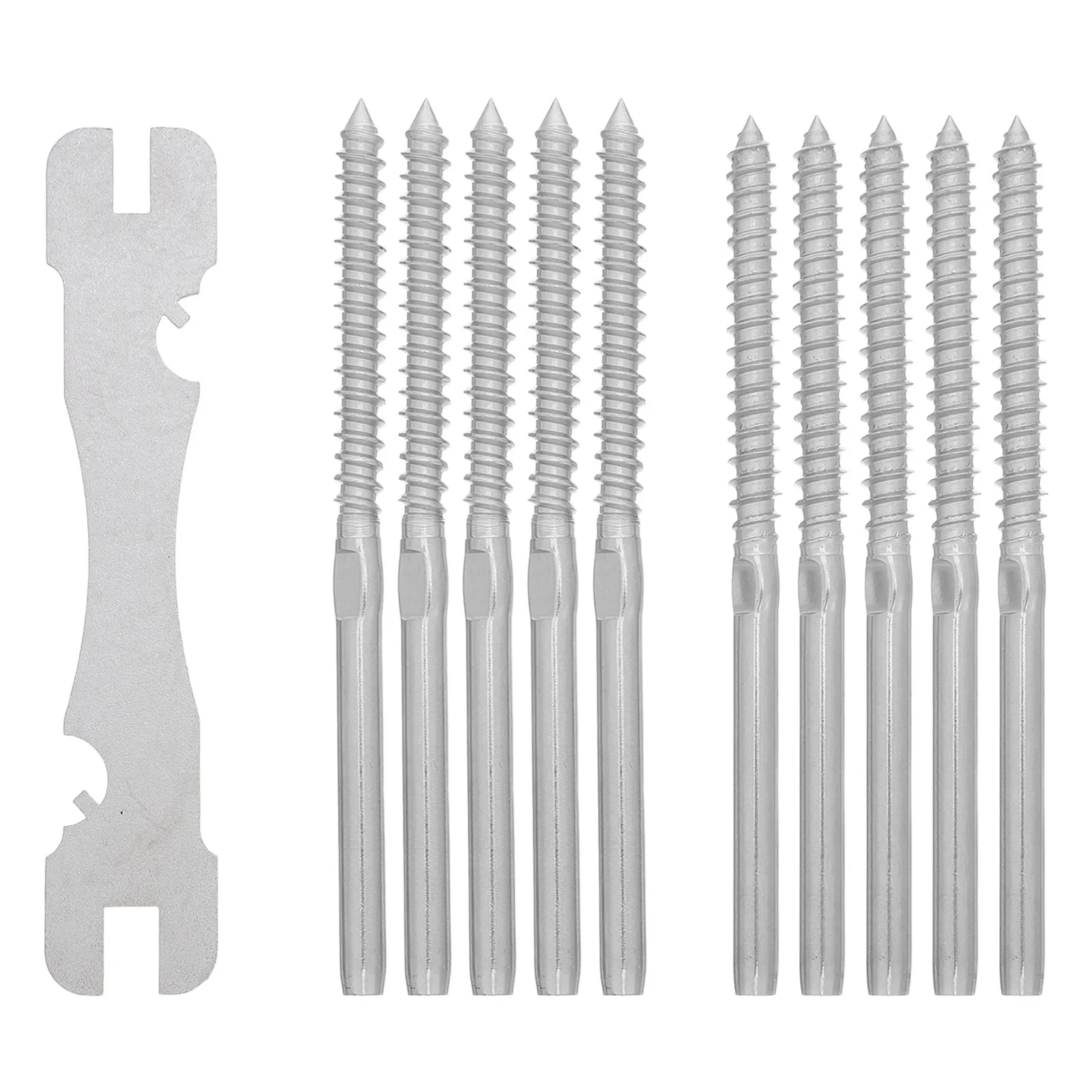 

Комплект кованых натяжных винтов из нержавеющей стали с двойной резьбой для тросовых ограждений террас, балконов и уличных перил