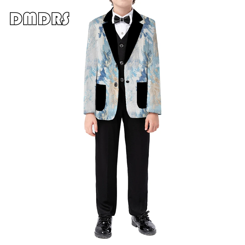 Yeni varış 3 parça renkli erkek takım elbise Set ince uydurma erkekler için resmi takım elbiseler Dresswear smokin Blazer yelek pantolon kıyafet