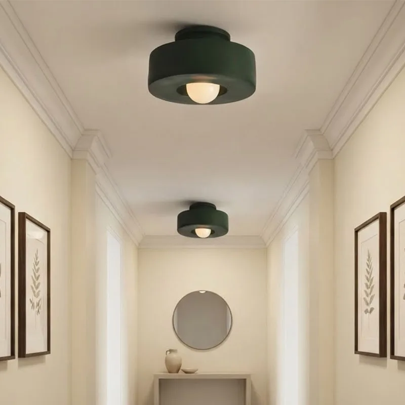 Nordic Simple Round LED Ceiling Light Resin Indoor Ceiling Lamp Coloured For Bedroom Porch Corridor Study Room Decor Lighting