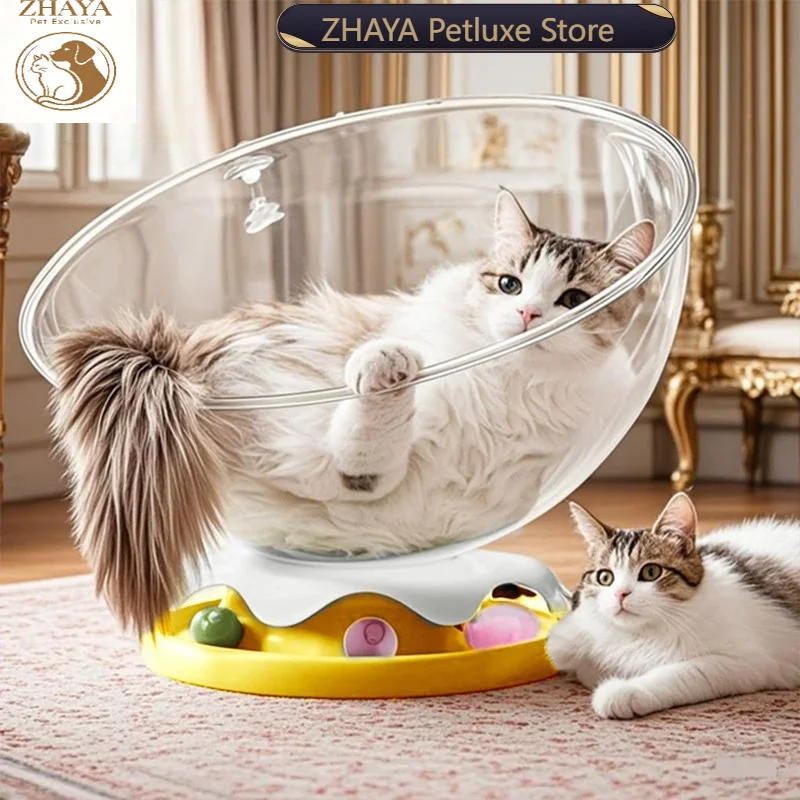 ZHAYA Капсульная лежанка-домик для кошек, всесезонная, уютное гнездышко, мебель, игрушка для самостоятельной игры, уютное убежище для котят, подушка, комфортный домик-лежанка