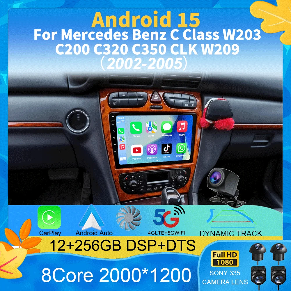 Android16 For Mercedes Benz C Class W203 C200 C320 C350 CLK W209 2002 - 2005 Car Stereo Multimedia Video Player Car Radio NO DVD