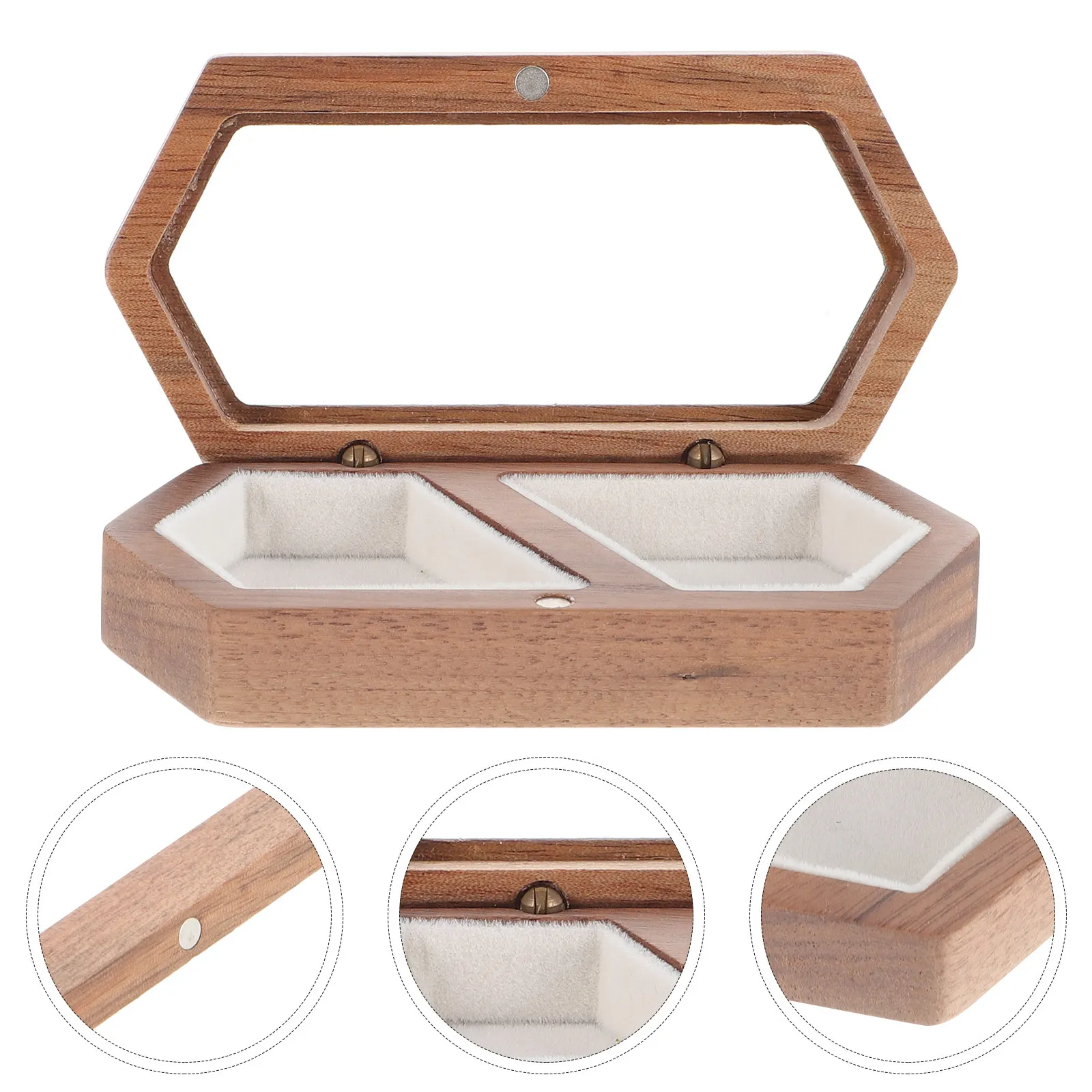 

Wooden Jewelry Box Vintage Storage Case Simple Magnetic Opening Household Ring Necklace Organizer Gift Jewelry Box Decorative