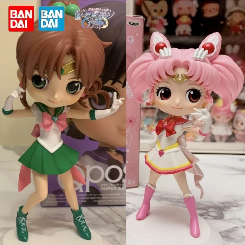 Bandai Genuine Sailor Moon Model Qposket New Toys Super Kaiou Michiru Moon Anime Action Figures Model Assembly Toy Gifts For Kid