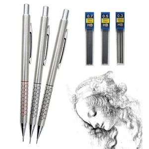 0,5 0,7 0,7 0,9mm crayon mécanique métallique avec gomme 2B/HB Fournitures de dessin pour dessin en mine Crayon automatique Papeterie d’écriture 12 meilleures ventes 0,9 mm - No 4