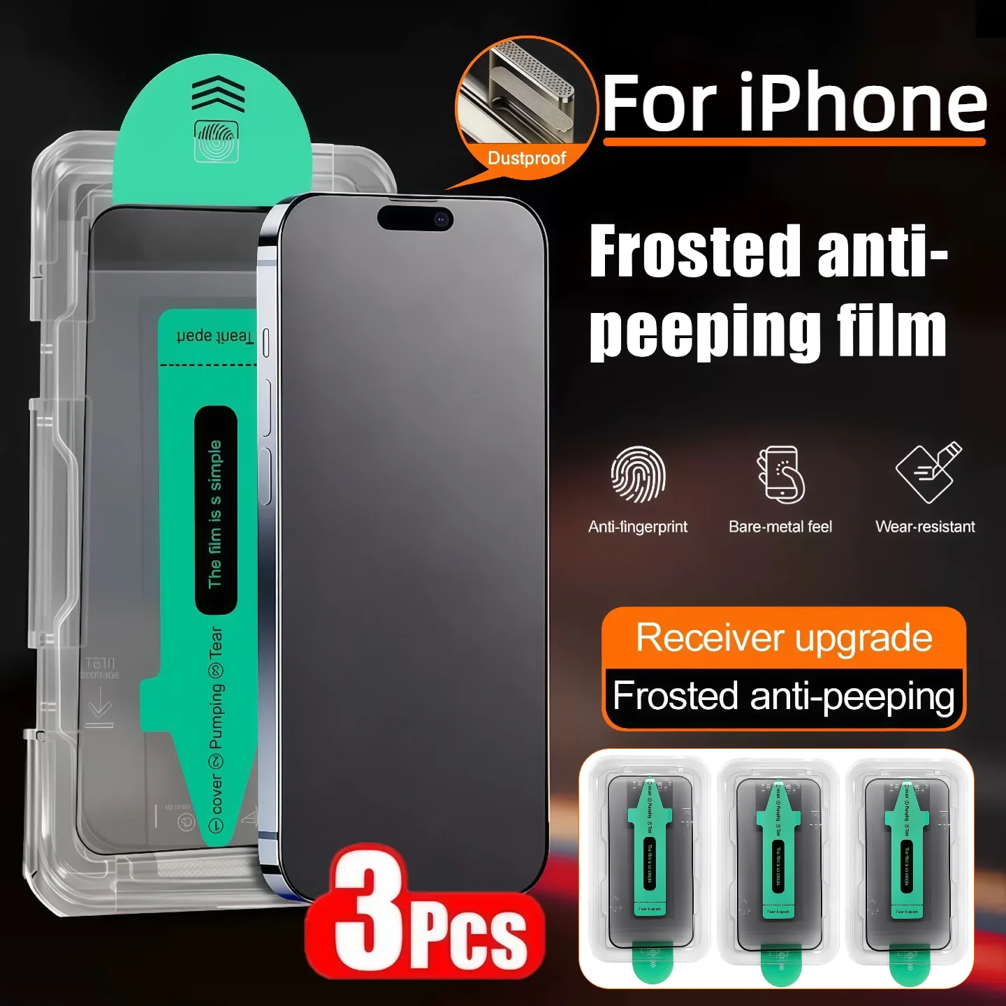 

3Pack Matte Privacy Tempered Glass Screen Protector 9H Hardness for iPhone Air/17/16/15/14/13/12/11/X/XS/XR/XS Max Series