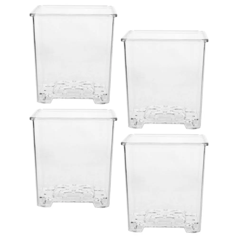 4 قطعة مزارعي الأوركيد واضحة الاكريليك الحضانة أواني الزهور تنفس وعاء للنباتات زراعة الأوركيد ديكور حديقة المزارعون الأواني