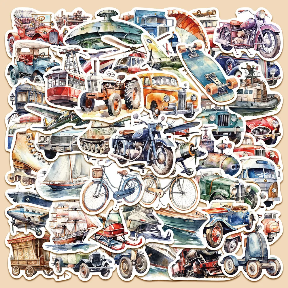 50-Piece Cute Cartoon Transportation Stickers - Waterproof DIY Decor for Notebooks, Journals, Laptops Giajar Sticker Store