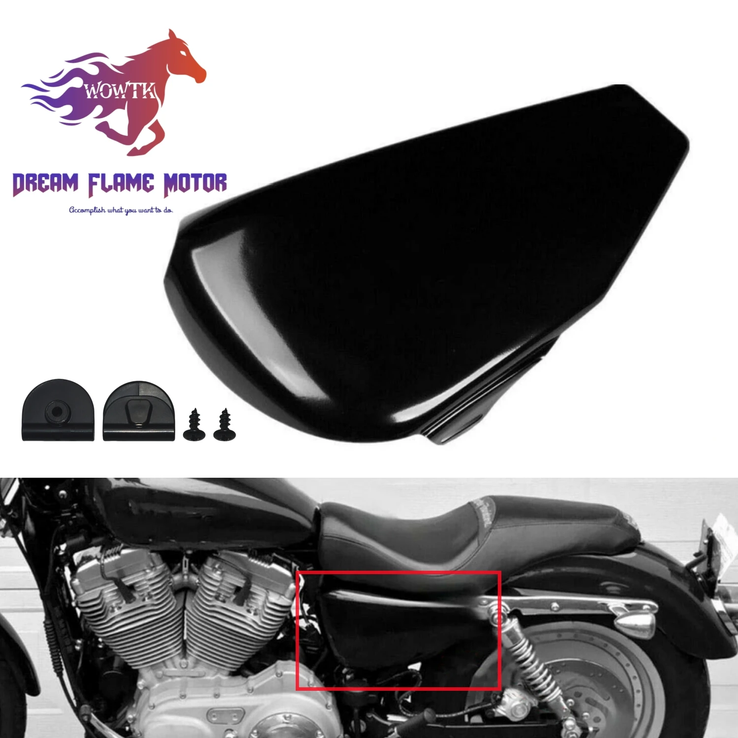 

Left Battery Side Cover Steel Motorcycle Fairing Black For Harley Davidson Sportster XL 1200 883 Iron XL883N 2004-2013 2014-2022