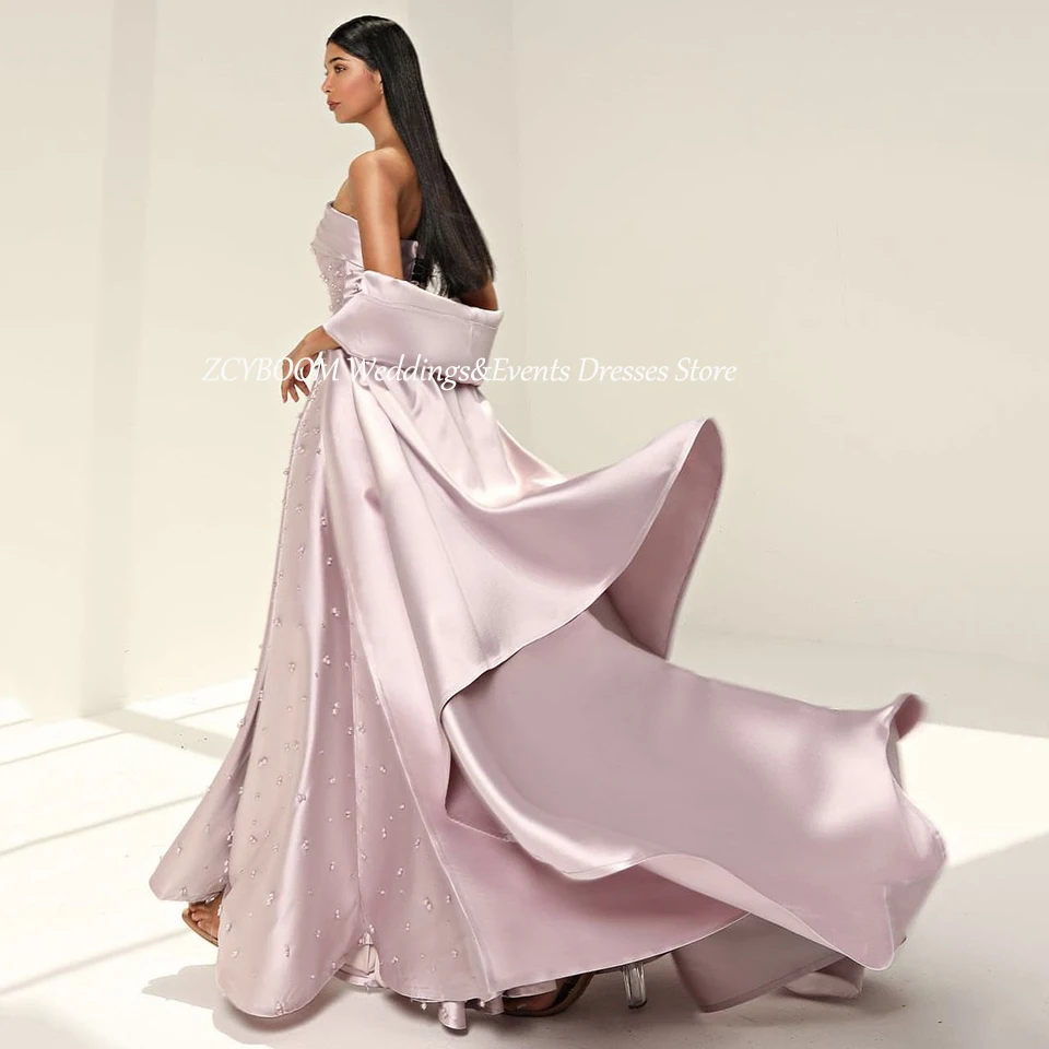 Affascinante abito da sera senza maniche con perline rosa senza spalline 2025 Boho A-Line lunghezza pavimento macchia abito da ballo con cerniera su misura