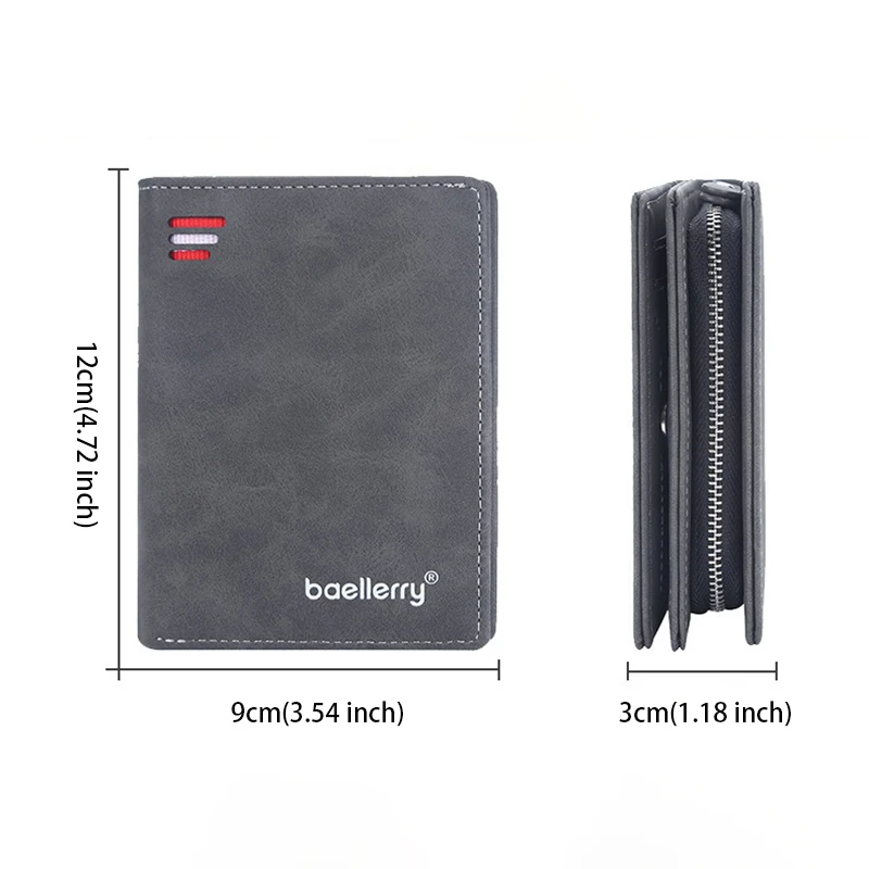 Business Wallets for Men Card Holder Purses PU Leather Short Handbags and Wallet with Zip Coin Pocket Cardholder