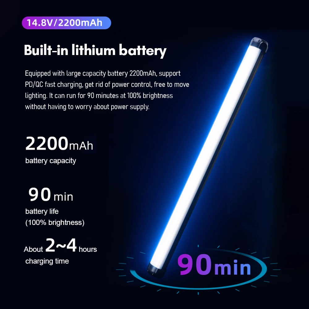 VILTROX K60 RGB LED 스틱 라이트 20W 휴대용 튜브 완드 스틱 2500K-8500K 사진 조명 필 라이트 앱 제어