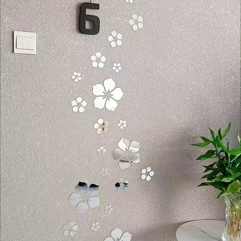 DIY Floral Mirror Stickers Poster Wall Decorations Home Decor Items Room Decor Home Decoration Room Decoration Modern Home Decor