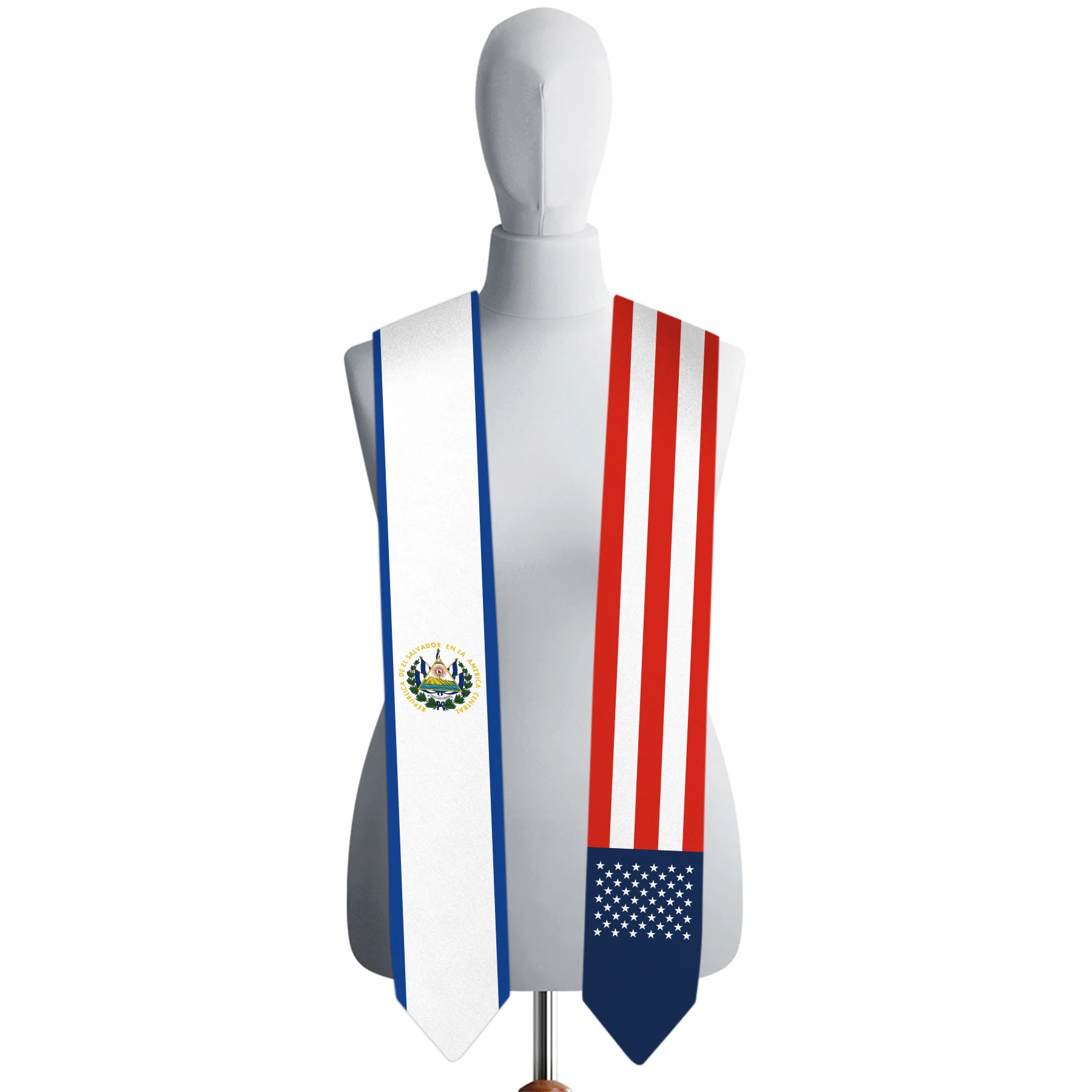 13x180cm USA And El Salvador Flag Graduation Sash Bachelor Gown Accessory Graduation Sash Scarf