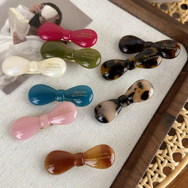 Retro Acetate Small Bow Hairpins Colorful Hair Clips Side Bangs Clip For Women Girls Fashion Sweet Beautiful Barrettes Headdress