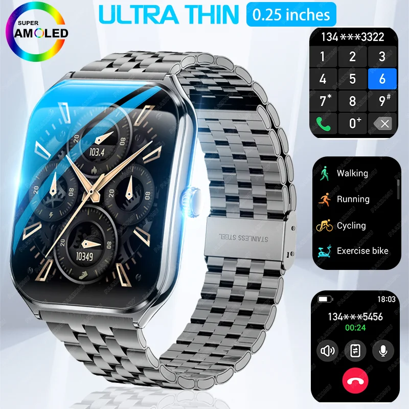 

2025 New Ultra Thin SmartWatch 1.96inch AMOLED HD Screen Health Monitoring Bluetooth Call Sports Fitness Watch for Men and Women