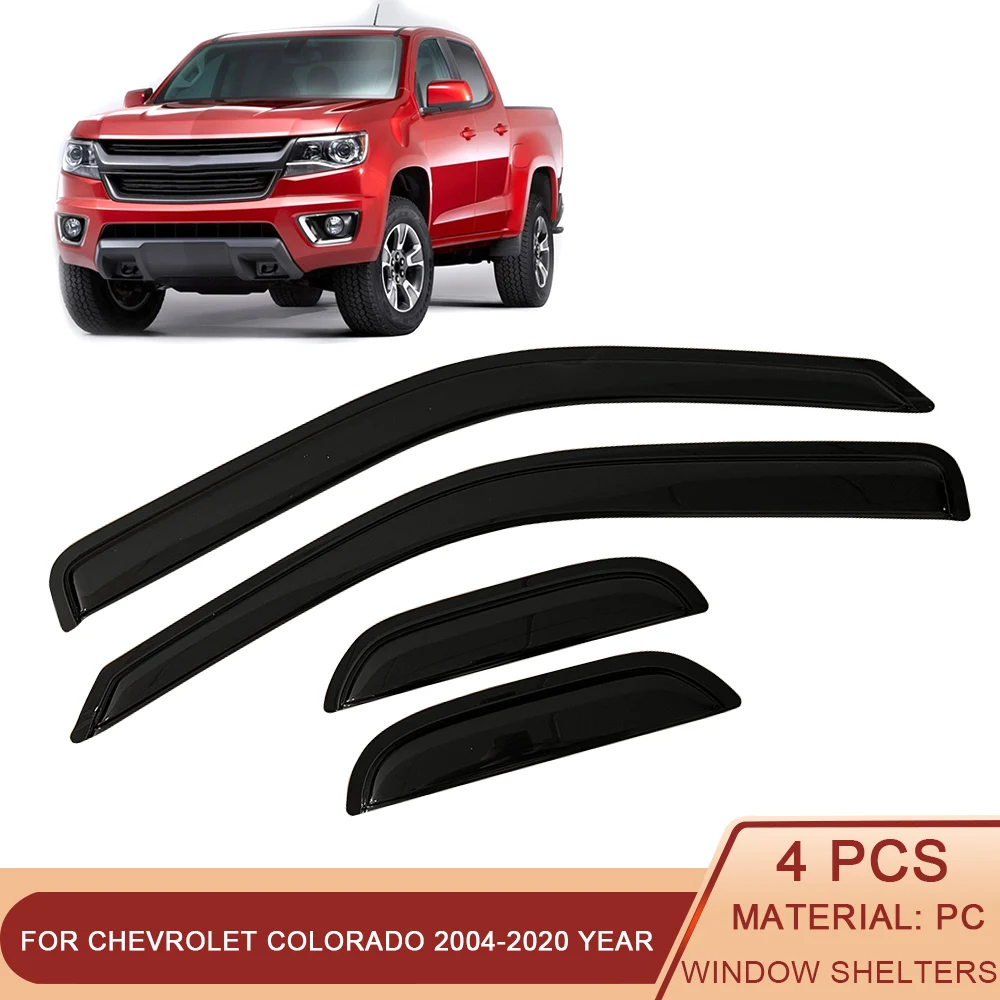 For Chevrolet Colorado 2004-2021 Auto Black Tinted Car Side Window Visor Guard Vent Awnings Shelters Rain Guard Door Ventvisor