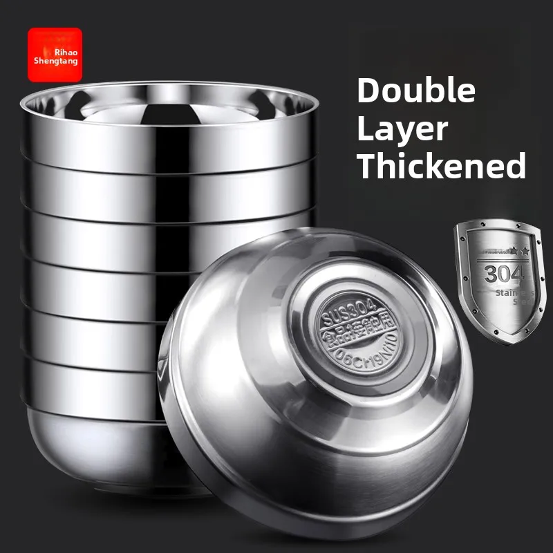 

Thiened 304 Stainl Steel Food ade Double Layer Insulated Soup Bowl Anti-Scalding Large Bowl for Kindergarten Children ...