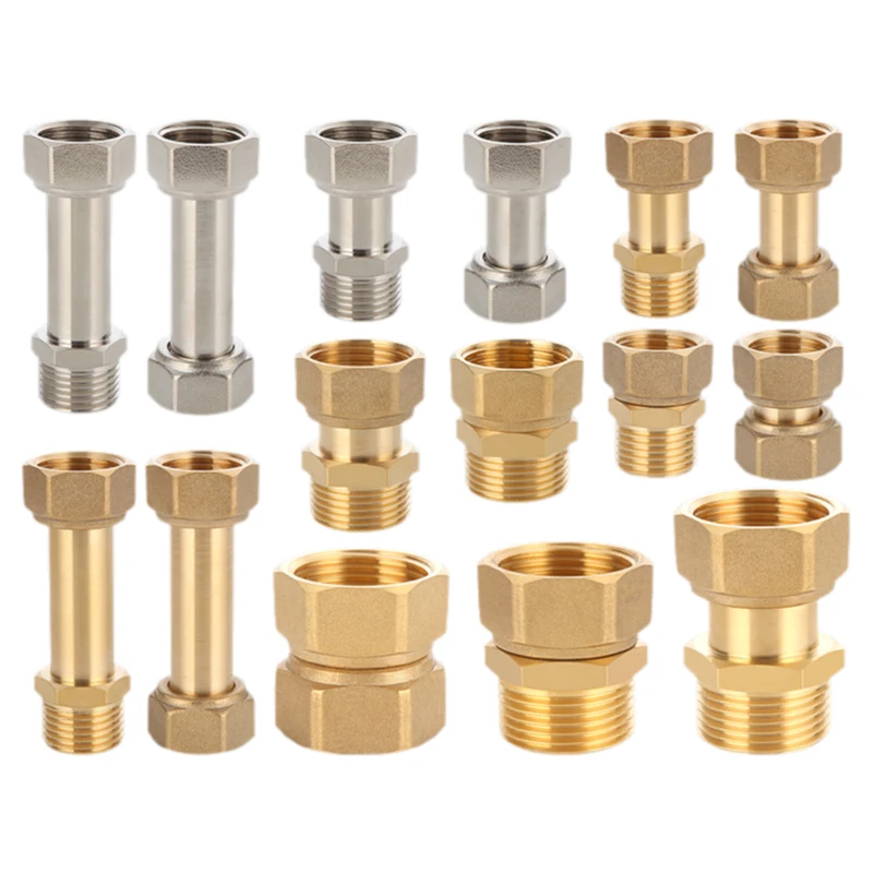 Brass Fitting 1/2 3/4 Internal and External Thread Extended Double Internal Thread Straight Through Reducing Coupling