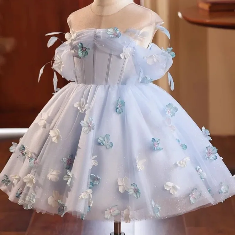 Girls' Princess Dress 2026 New Summer Children's Fashion Dress Model Tail Performance Dress Little Girls' Dress