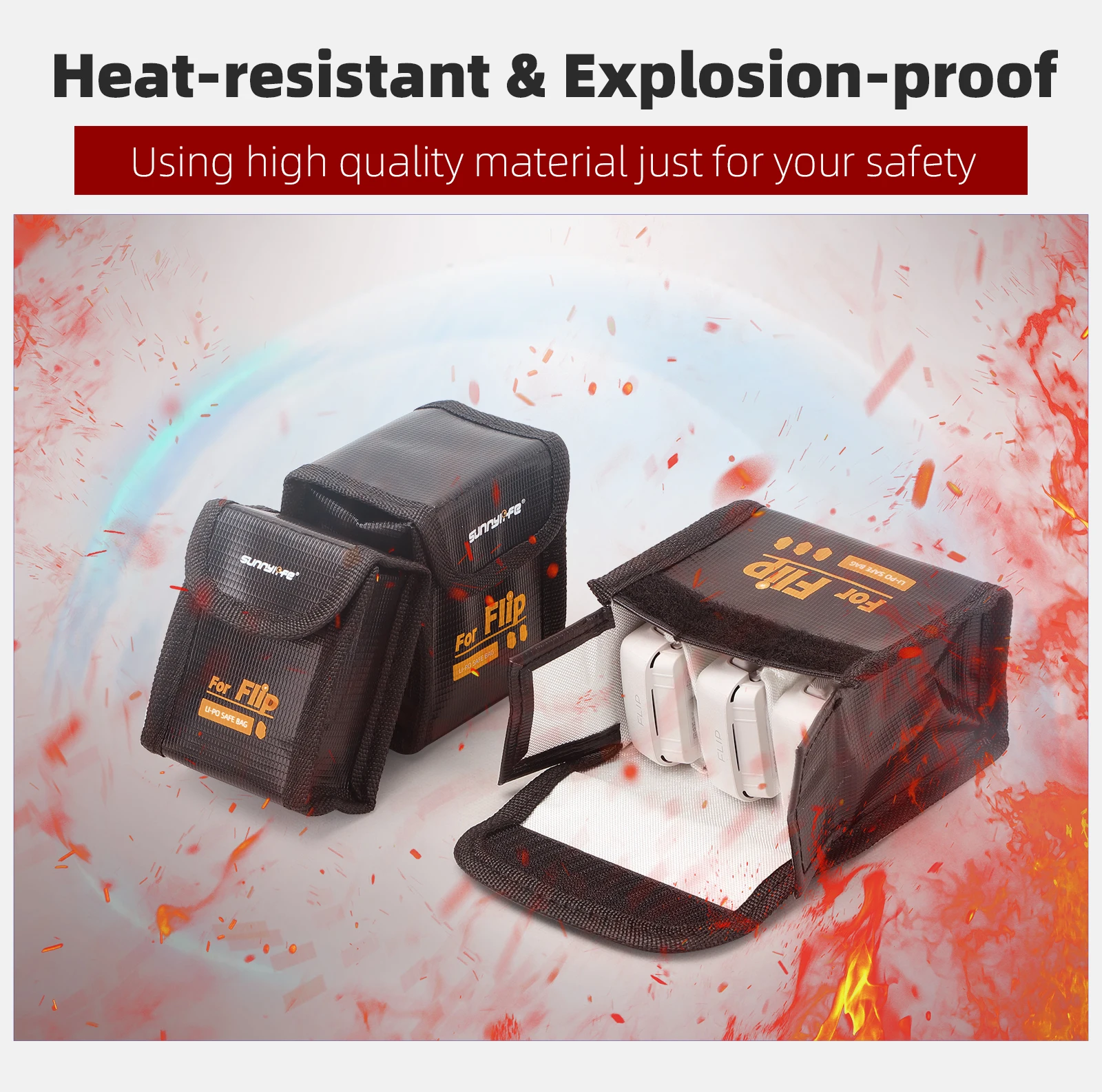 Sunnylife For DJI Flip Drone Battery Case Explosion-proof Safe Fireproof Protective Radiation Protection Battery Storage Bag