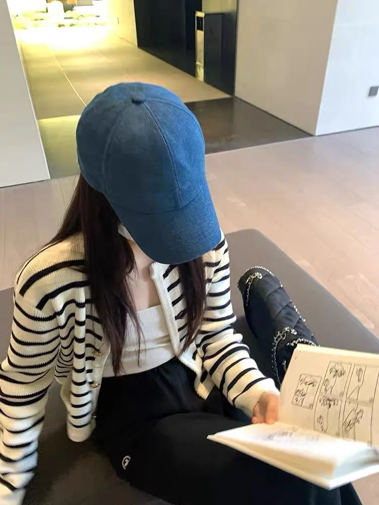 

Soft Knitted Open Cardigan Women's Loose Fit round Ne Color Blo Striped Luxury Outerwear Sweater Coat Casual Chic Sle