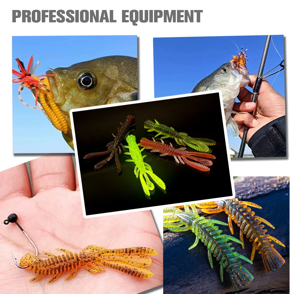 Schwimmende Weichköder-Set 5cm 6cm 7cm Garnelen-Jig-Rig Pesca Angelausrüstung 10Stk 20Stk Köder-Tackle Silikon-Swimbait Karpfen-Lockmittel – Detail 12