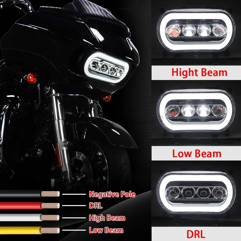 For Harley Touring Road Glide 2015-2024 Motorcycle 7'' LED Front Headlight Headlamp High/Low Beam White DRL