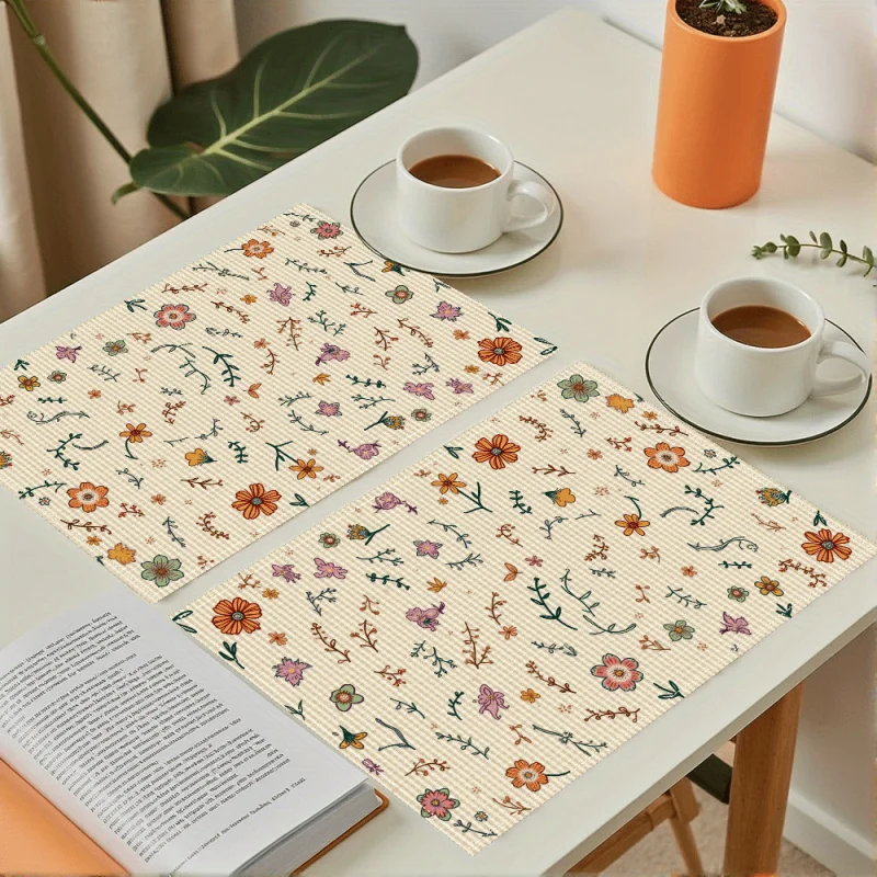 

【Natural Floral】1-Piece VIKAMA Non-Slip Placemat, Home Kitchen & Dining Table Placemat