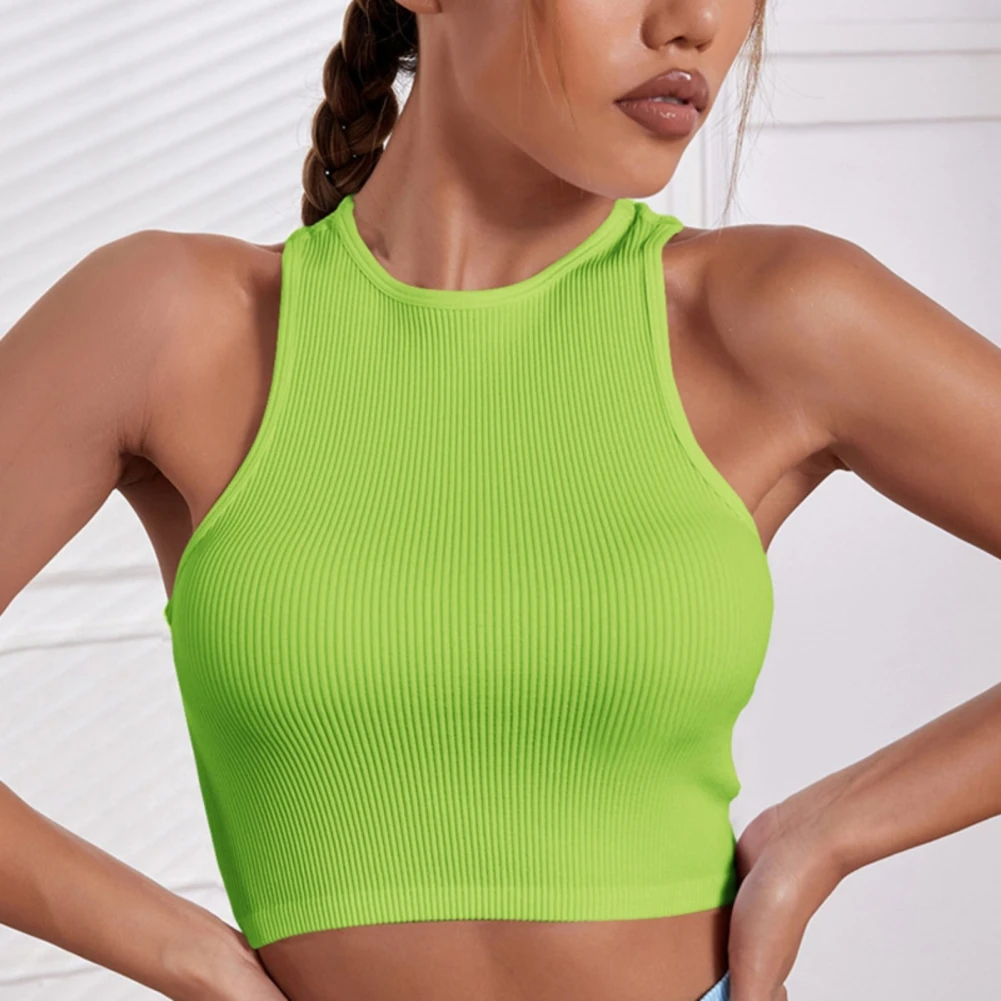 

Yoga Vest Women Gym Sports Crop Tops Seamless Quick Dry Streetwear Workout Breathable Tank Top Without Pads