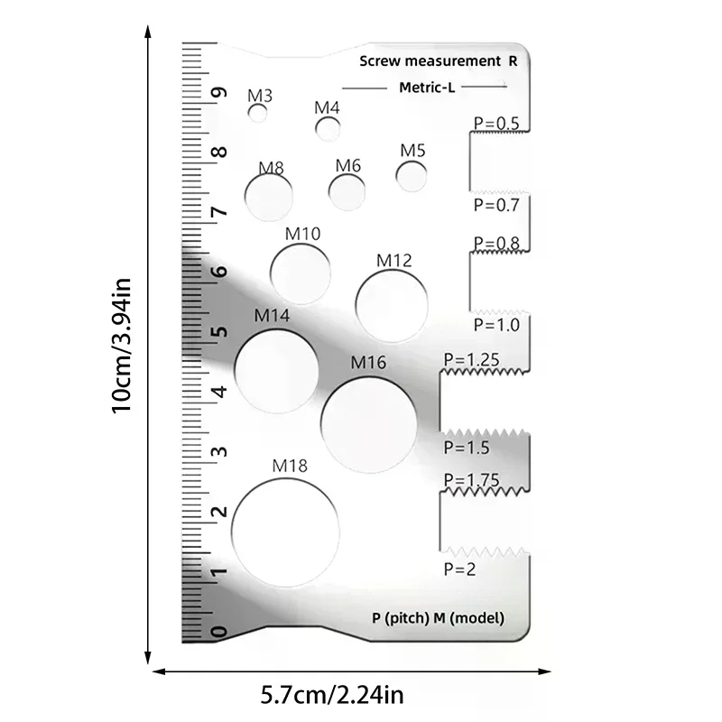 Thread Checker Screw Measurement Ruler Stainless Steel Caliper Metric Gauge Tool For Measuring Screw Pitch Bit Bolt Nut Screw