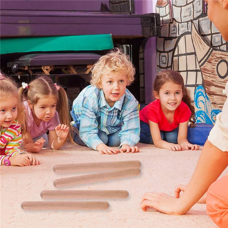 A60F-20Pieces 8 Inch Kids Rhythm Sticks Music Lummi Sticks Classical Wood Claves Musical Percussion Instrument Musical Sticks
